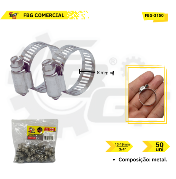 FBG-3150 ABRAÇADEIRA DE METAL 3/4"  PACOTES C/50PEÇAS