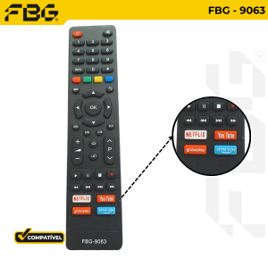 9063 CONTROLE SMART  COMPATÍVEL C/  PHILCO NETFLIX/YOUT/GLOBOPLAY/PRIME